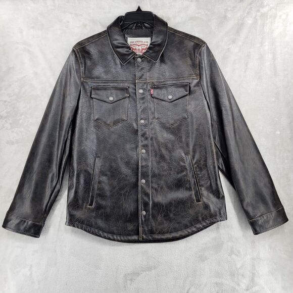Levis bombers Brown Jacket Mens‎ Medium Trucker Biker - Picture 1 of 7